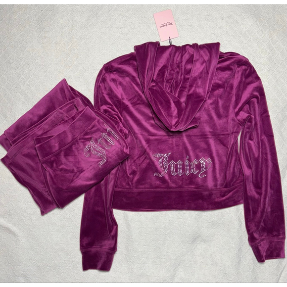 Juicy Couture Pants - NWT Bling Juicy Couture Violet Sunset Purple Velour Tracksuit Size Large Glam